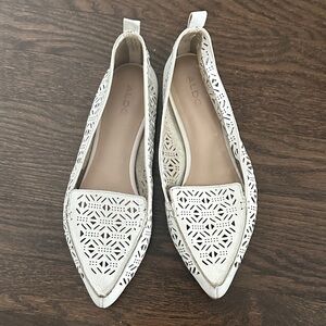 Aldo White Laser-Cut Flats